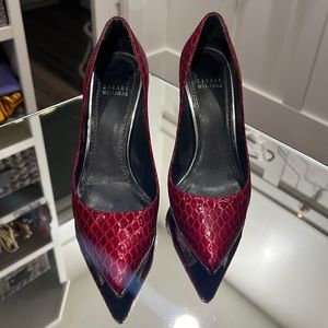 7.5 Stuart Weitzman Red Animal Skin Pumps